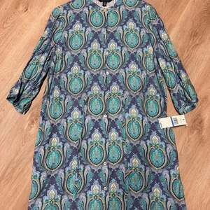 Tommy Hilfiger Women's Blue & Green Paisley Button-Front Tunic Shirt Dress